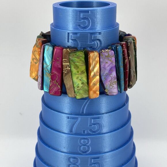 Stunning Multi Color Rainbow Mother Of Pearl Beaded Stretch Bracelet Boho Bold - Picture 6 of 7